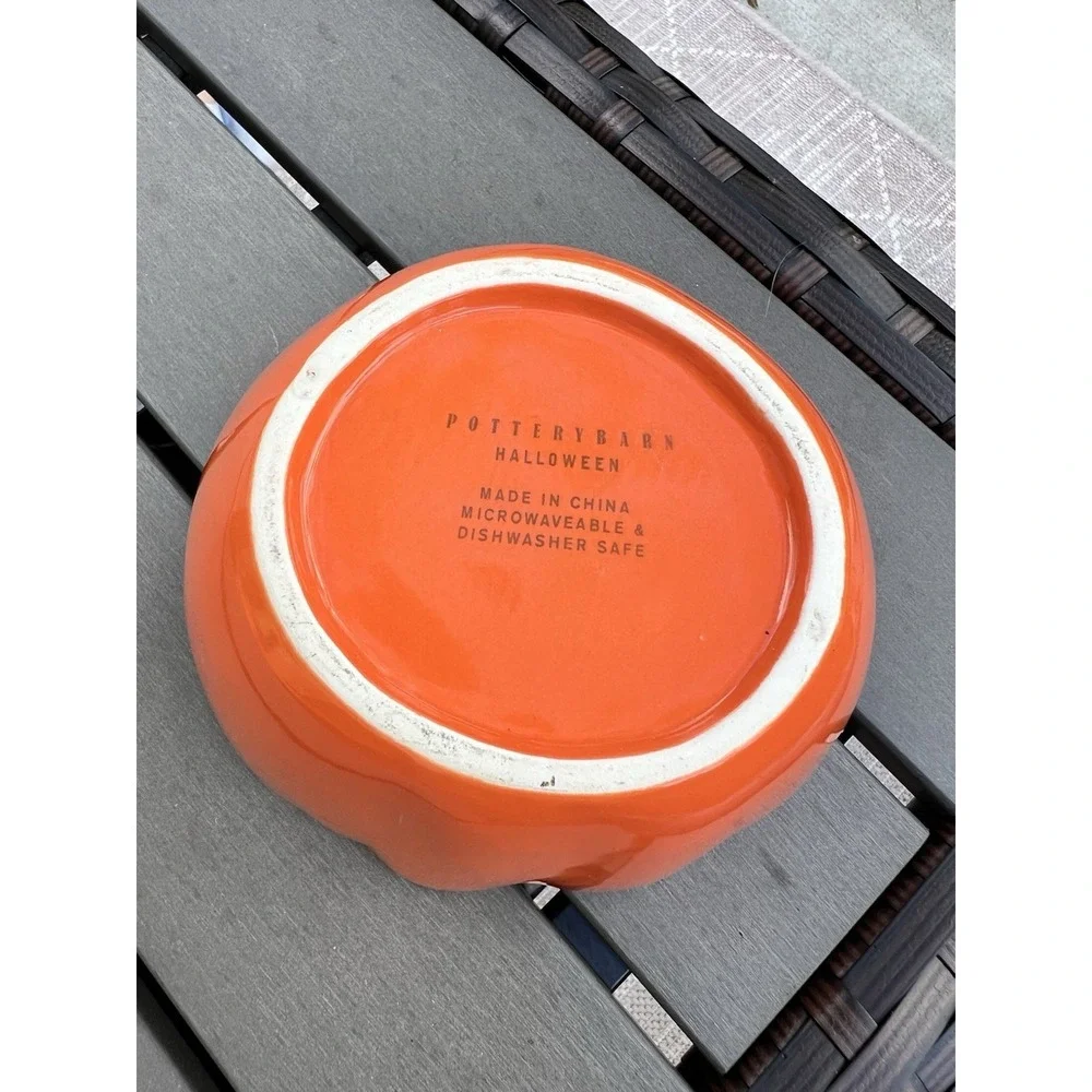 Pottery Barn Vintage Halloween Candy Dish Small Serving Bowl Pumpkin Snack 5.5